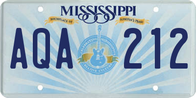 MS license plate AQA212