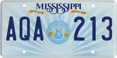 MS license plate AQA213