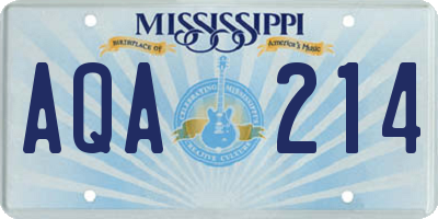 MS license plate AQA214