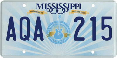 MS license plate AQA215
