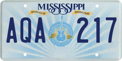 MS license plate AQA217