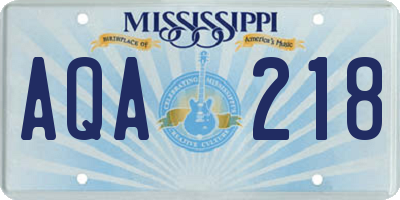 MS license plate AQA218