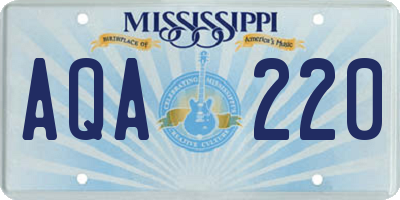 MS license plate AQA220