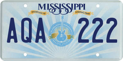 MS license plate AQA222