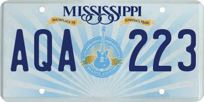 MS license plate AQA223