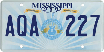 MS license plate AQA227
