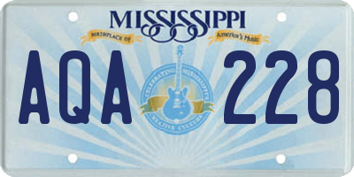 MS license plate AQA228