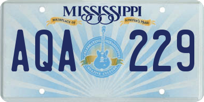MS license plate AQA229