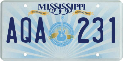 MS license plate AQA231