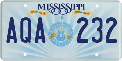 MS license plate AQA232