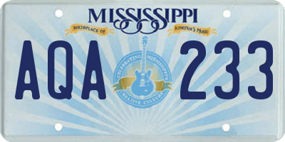 MS license plate AQA233