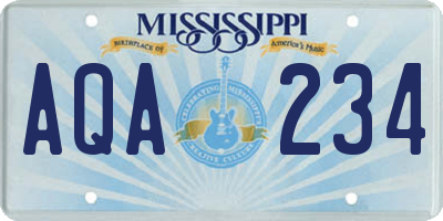 MS license plate AQA234