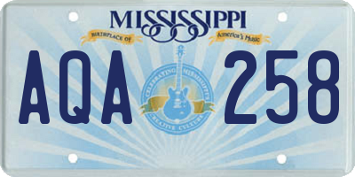 MS license plate AQA258
