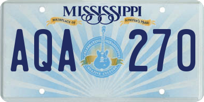 MS license plate AQA270