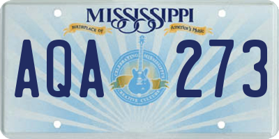 MS license plate AQA273
