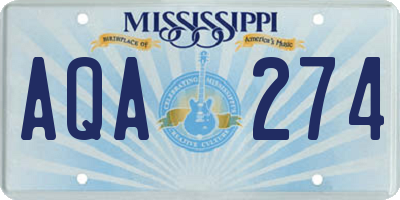 MS license plate AQA274