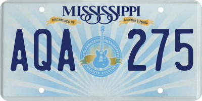 MS license plate AQA275