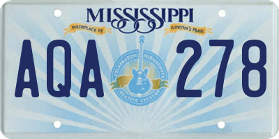 MS license plate AQA278
