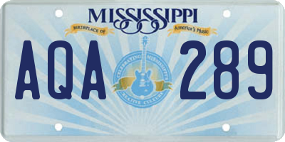 MS license plate AQA289