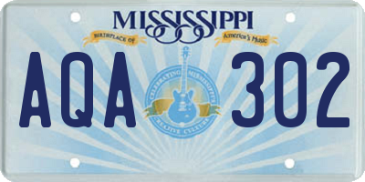MS license plate AQA302