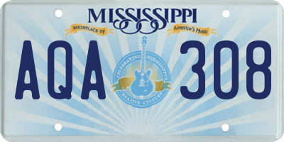 MS license plate AQA308