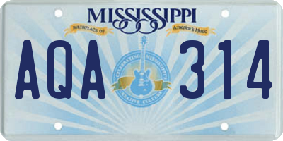 MS license plate AQA314