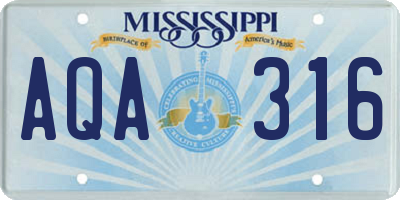 MS license plate AQA316