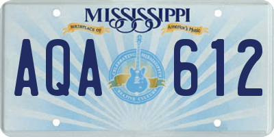 MS license plate AQA612
