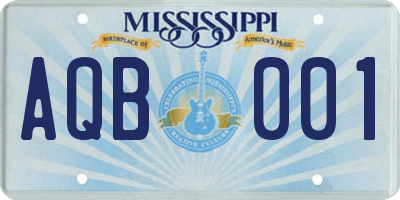 MS license plate AQB001