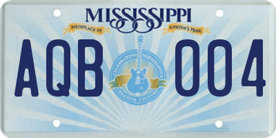 MS license plate AQB004