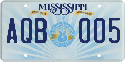 MS license plate AQB005