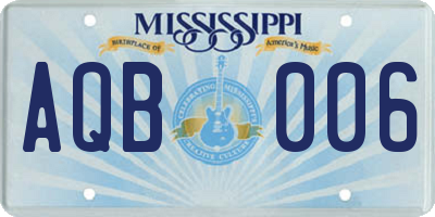 MS license plate AQB006