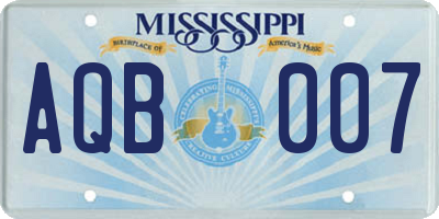 MS license plate AQB007