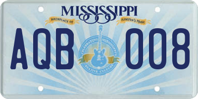 MS license plate AQB008