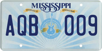 MS license plate AQB009
