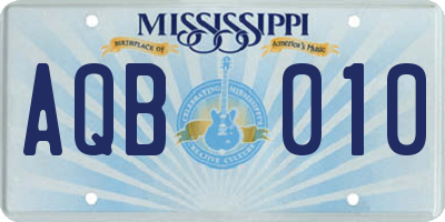 MS license plate AQB010