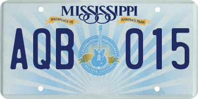 MS license plate AQB015