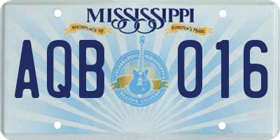 MS license plate AQB016