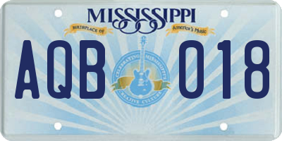 MS license plate AQB018