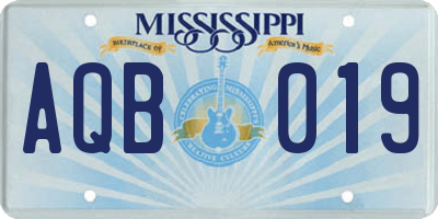 MS license plate AQB019