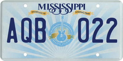 MS license plate AQB022