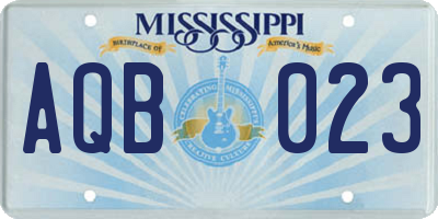 MS license plate AQB023