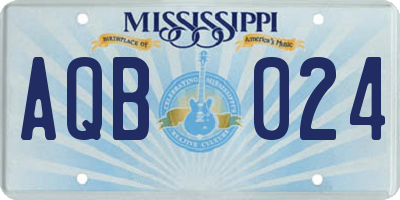 MS license plate AQB024