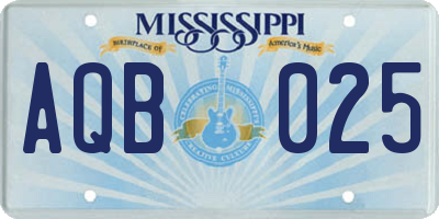 MS license plate AQB025