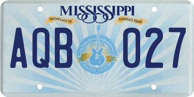 MS license plate AQB027