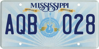 MS license plate AQB028