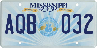 MS license plate AQB032