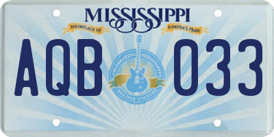 MS license plate AQB033