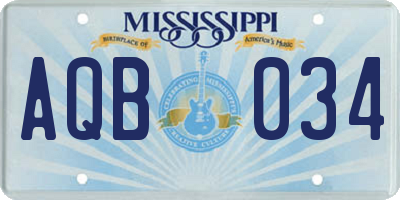 MS license plate AQB034