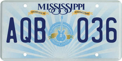 MS license plate AQB036